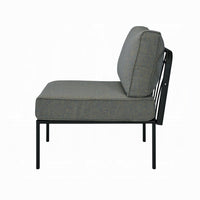 Rain 33 Inch Patio Side Chair, Armless, Sectional, Black Metal, Gray Fabric - BM312394