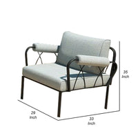 Rain 33 Inch Patio Side Chair, Armless, Sectional, Black Metal, Gray Fabric - BM312394