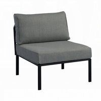 Rain 33 Inch Patio Side Chair, Armless, Sectional, Black Metal, Gray Fabric - BM312394