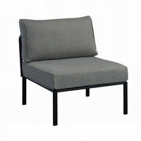 Rain 33 Inch Patio Side Chair, Armless, Sectional, Black Metal, Gray Fabric - BM312394