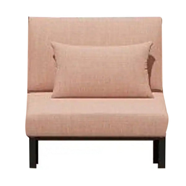 Rain 33 Inch Patio Side Chair, Armless, Sectional, Black Metal, Pink Fabric - BM312396