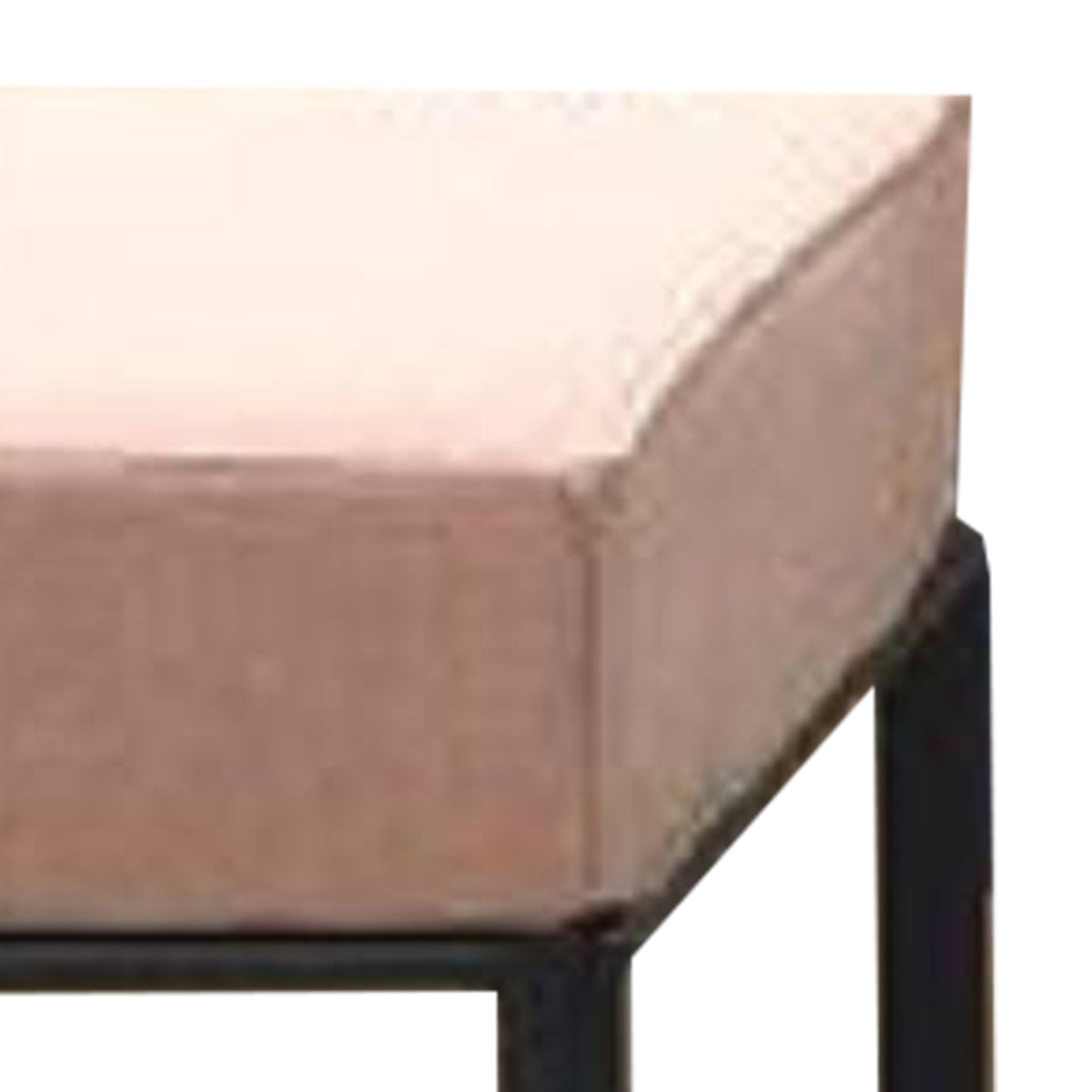 Rain 29 Inch Patio Ottoman, Sectional Design, Black Metal, Pink Fabric - BM312397