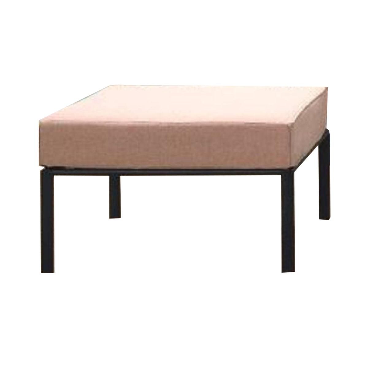 Rain 29 Inch Patio Ottoman, Sectional Design, Black Metal, Pink Fabric - BM312397