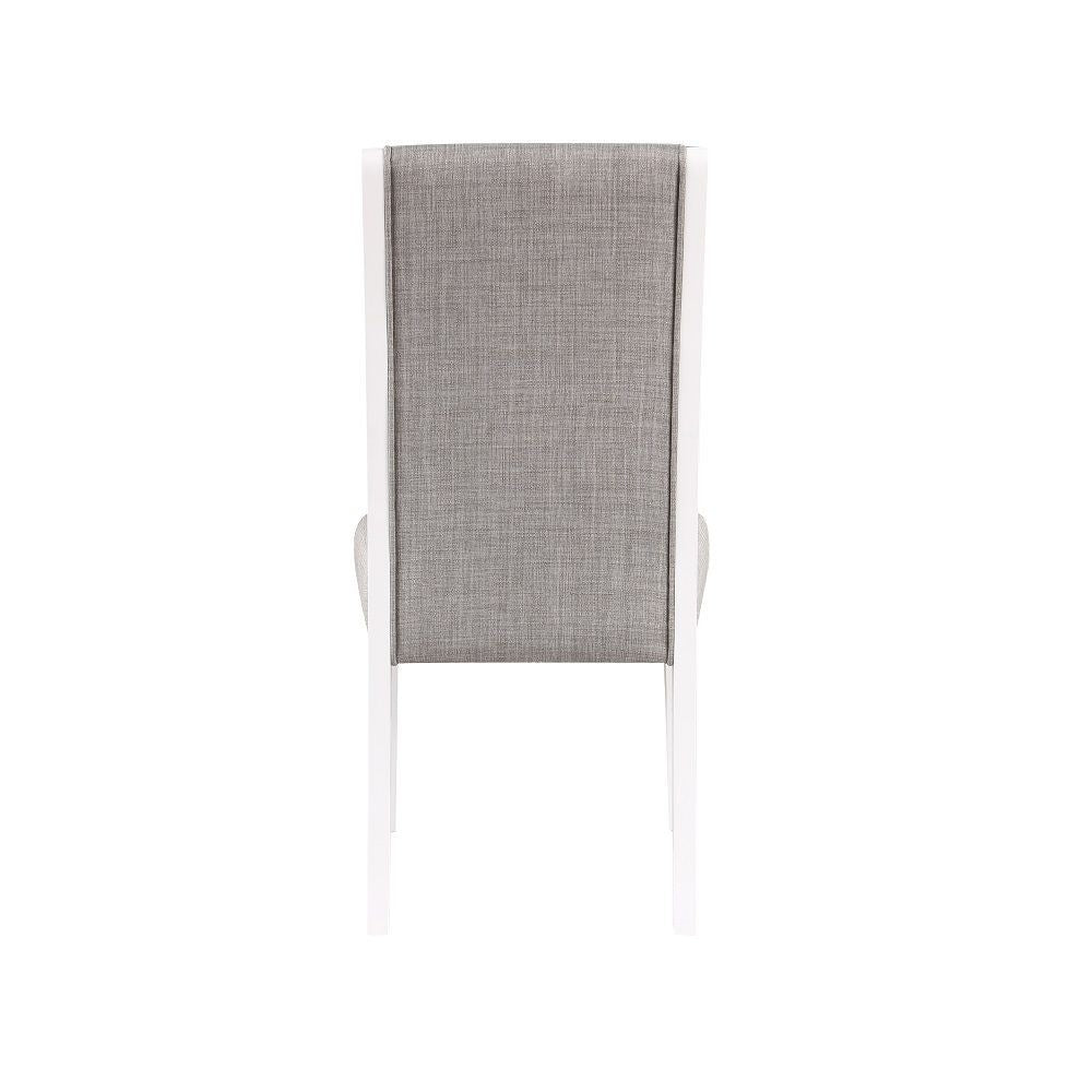 Joyce 26 Inch Side Dining Chair Set of 2, Gray Linen Upholstery, White Wood - BM312409