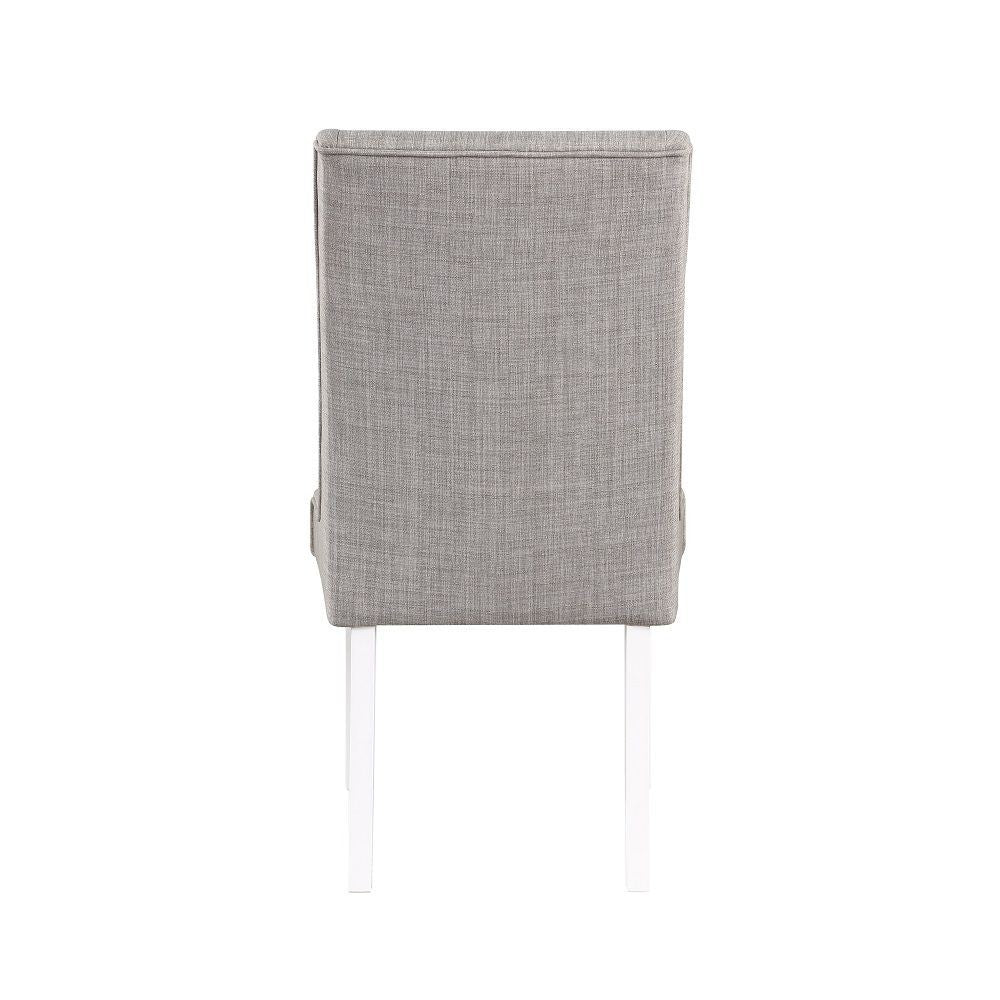 Joyce 25 Inch Side Dining Chair Set of 2, Wingback, Gray Linen, White Wood - BM312410