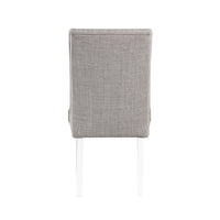 Joyce 25 Inch Side Dining Chair Set of 2, Wingback, Gray Linen, White Wood - BM312410