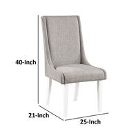 Joyce 25 Inch Side Dining Chair Set of 2, Wingback, Gray Linen, White Wood - BM312410