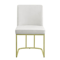 24 Inch Side Dining Chair Set of 2, Soft Off White Velvet, Gold Metal Base - BM312411