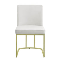 24 Inch Side Dining Chair Set of 2, Soft Off White Velvet, Gold Metal Base - BM312411