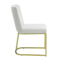 24 Inch Side Dining Chair Set of 2, Soft Off White Velvet, Gold Metal Base - BM312411