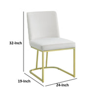 24 Inch Side Dining Chair Set of 2, Soft Off White Velvet, Gold Metal Base - BM312411