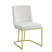 24 Inch Side Dining Chair Set of 2, Soft Off White Velvet, Gold Metal Base - BM312411