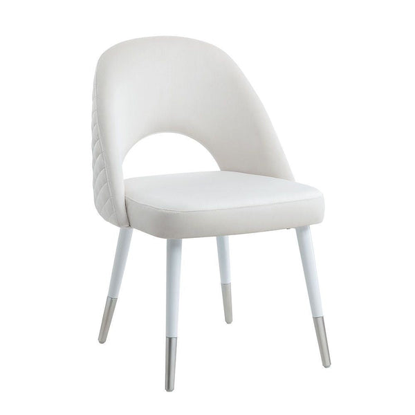 22 Inch Side Dining Chair Set of 2, Plush White Velvet, Metal and Wood Base - BM312412