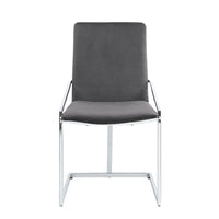 23 Inch Side Dining Chair Set of 2, Gray Velvet, Modern Chrome Metal Base - BM312413