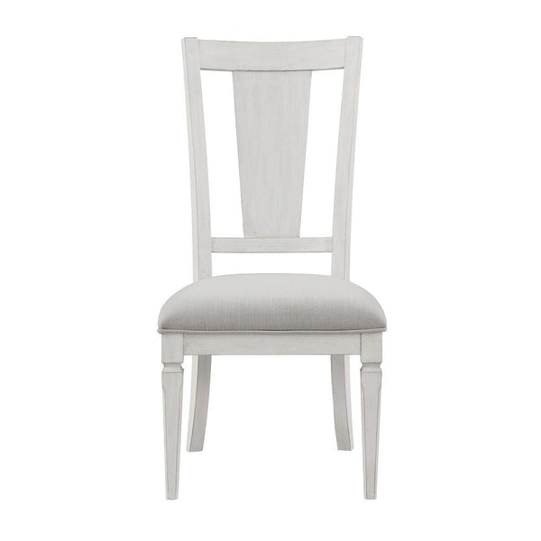 Kate 24 Inch Side Dining Chair Set of 2, Light Gray Linen, White Wood Frame - BM312415