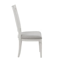 Kate 24 Inch Side Dining Chair Set of 2, Light Gray Linen, White Wood Frame - BM312415