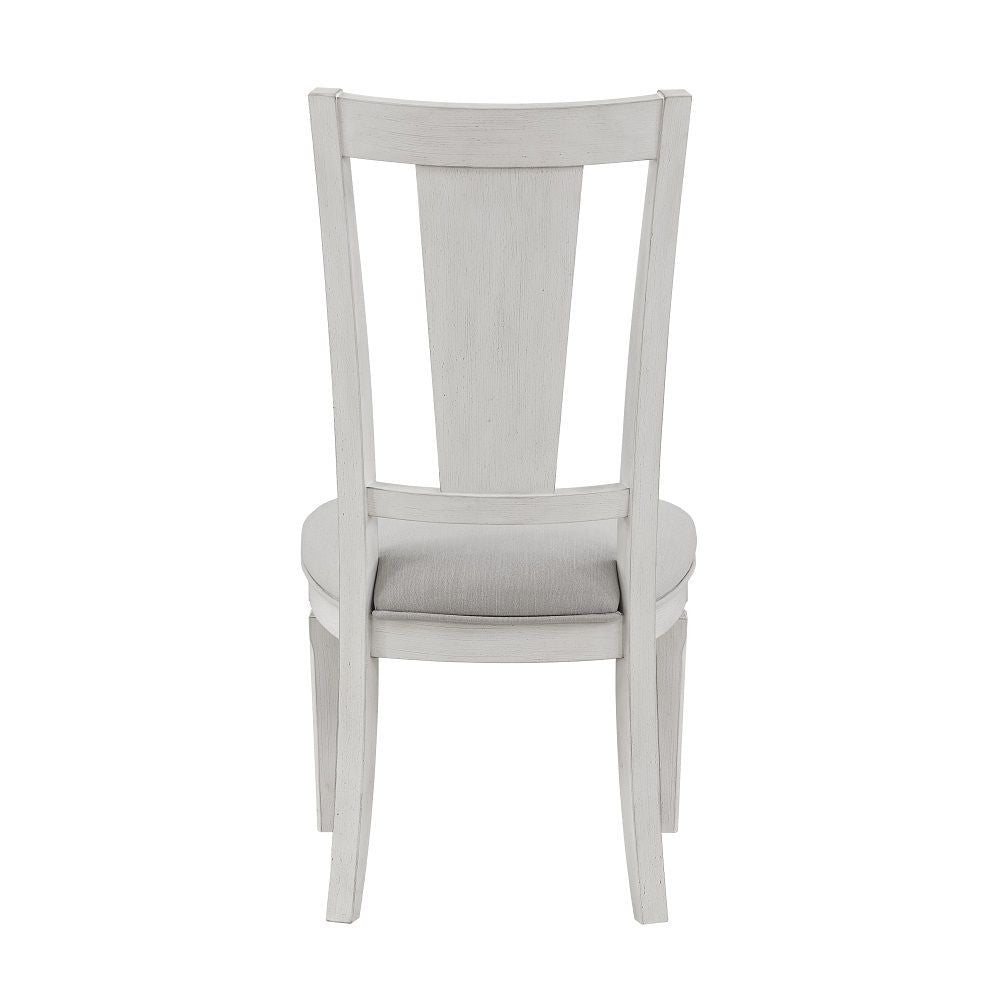 Kate 24 Inch Side Dining Chair Set of 2, Light Gray Linen, White Wood Frame - BM312415