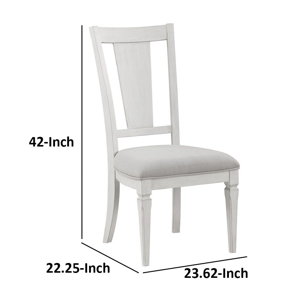 Kate 24 Inch Side Dining Chair Set of 2, Light Gray Linen, White Wood Frame - BM312415