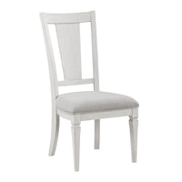 Kate 24 Inch Side Dining Chair Set of 2, Light Gray Linen, White Wood Frame - BM312415