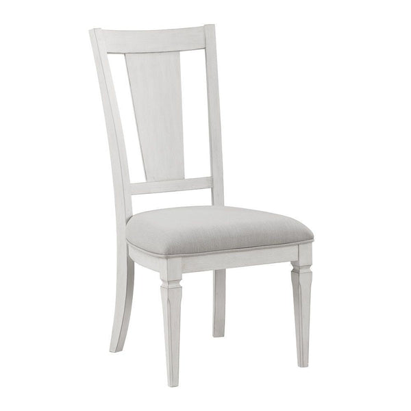 Kate 24 Inch Side Dining Chair Set of 2, Light Gray Linen, White Wood Frame - BM312415