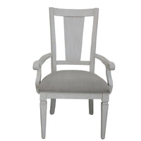 Kate 24 Inch Dining Armchair Set of 2, Light Gray Linen, White Wood Frame - BM312416