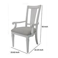 Kate 24 Inch Dining Armchair Set of 2, Light Gray Linen, White Wood Frame - BM312416