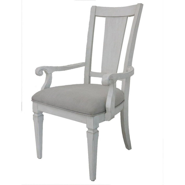 Kate 24 Inch Dining Armchair Set of 2, Light Gray Linen, White Wood Frame - BM312416