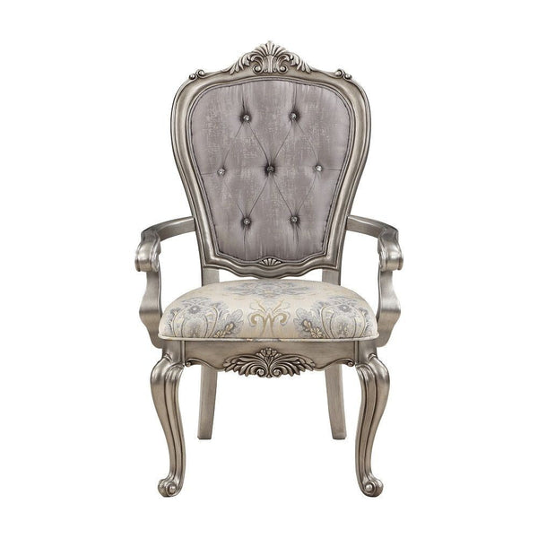 Aria 27 Inch Side Dining Chair Set of 2, Velvet, Antique Platinum Tone - BM312418