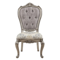 Aria 27 Inch Side Dining Chair Set of 2, Velvet, Antique Platinum Tone - BM312418