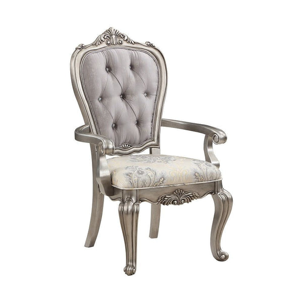Aria 27 Inch Side Dining Chair Set of 2, Velvet, Antique Platinum Tone - BM312418