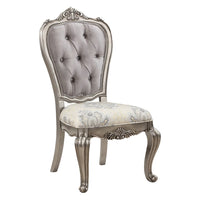 Aria 27 Inch Side Dining Chair Set of 2, Velvet, Antique Platinum Tone - BM312418