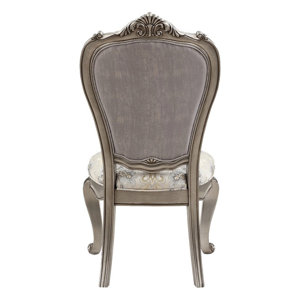Aria 27 Inch Side Dining Chair Set of 2, Velvet, Antique Platinum Tone - BM312418