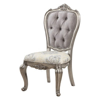 Aria 27 Inch Side Dining Chair Set of 2, Velvet, Antique Platinum Tone - BM312418