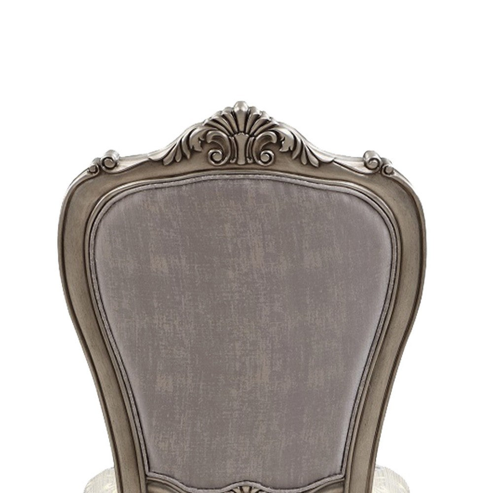 Aria 27 Inch Side Dining Chair Set of 2, Velvet, Antique Platinum Tone - BM312418
