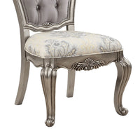 Aria 27 Inch Side Dining Chair Set of 2, Velvet, Antique Platinum Tone - BM312418