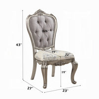 Aria 27 Inch Side Dining Chair Set of 2, Velvet, Antique Platinum Tone - BM312418