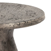 Kole 16 Inch Outdoor Accent Side Table, Concrete Round Top, Dark Gray - BM312450