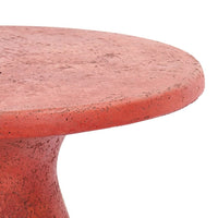 Kole 16 Inch Outdoor Accent Side Table, Concrete Round Top and Base, Red - BM312451
