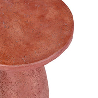 Kole 19 Inch Outdoor Accent Side Table, Concrete Round Top, Red Finish - BM312454