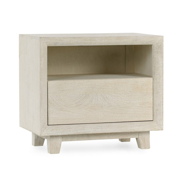 Folia 27 Inch Nightstand, Square Mango Wood, 1 Drawer, Shelf, Sand Beige - BM312456