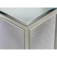 Brad Set of 2 Nesting Side End Tables, Mirrored Glass, Silver Wood Finish - BM312472