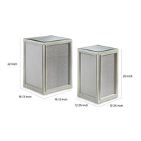 Brad Set of 2 Nesting Side End Tables, Mirrored Glass, Silver Wood Finish - BM312472