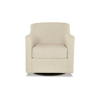 Leena 35 Inch Swivel Accent Chair, Soft Beige Linen Polyester, Reversible - BM312474