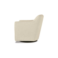 Leena 35 Inch Swivel Accent Chair, Soft Beige Linen Polyester, Reversible - BM312474