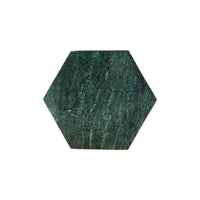 24 Inch Accent End Table, Green Hexagon Marble Top, Gold Metal Base - BM312481