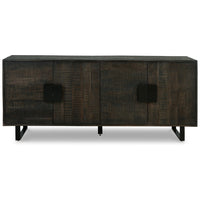 Franz 64 Inch Sideboard Accent Cabinet, 4 Doors, Mango Wood, Black Base - BM312483