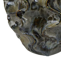 15 Inch Vase, Embossed Wave Design, Curved Ceramic, Multicolor Finish - BM312491