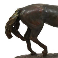 Refi 16 Inch Horse Statuette Figurine, Modern Style, Gold, Dark Brown Resin - BM312499