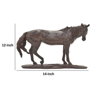 Refi 14 Inch Horse Statuette Figurine, Modern Style Sculpture, Brown Resin - BM312500