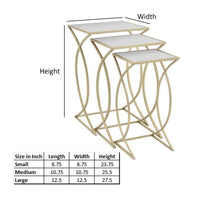 Rikki Plant Stand Table Set of 3, Curved Base, Modern Champagne Metal - BM312525